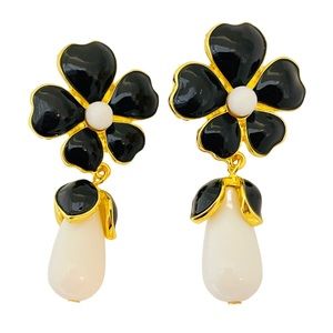 NEW vintage runway style glass gold plated statement designer earrings